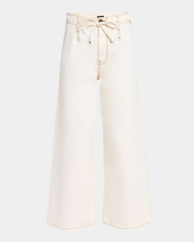 Belted Wide-Leg Cropped Trousers